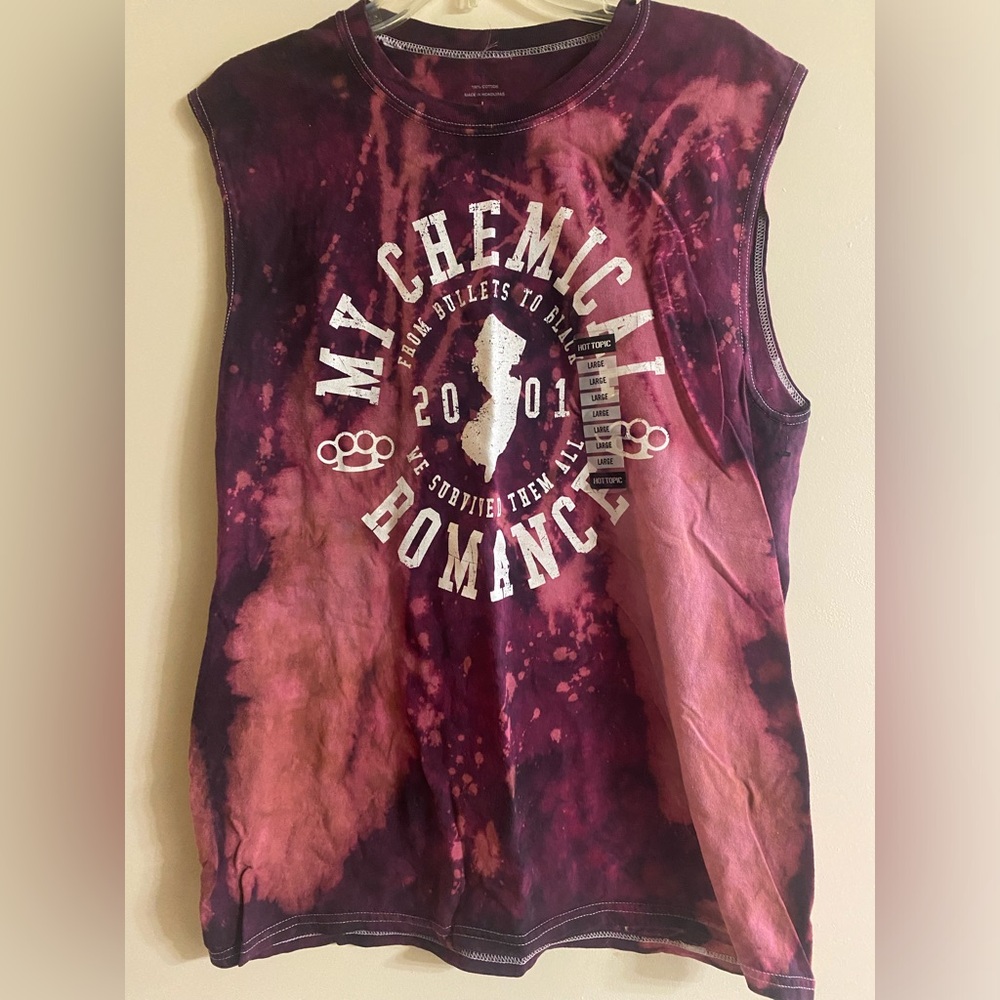 Vintage My chemical romance bullets to black emo sleeveless tie dye shirt New